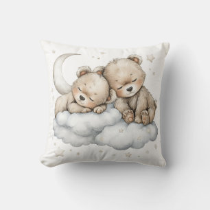 Coussin Mignons Animaux Bébés à l'Aquarelle Endormis sur d