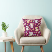 Coussin Mignons chatons Kawaii et fleurs pastel (Chaise)