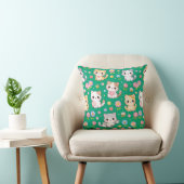 Coussin Mignons chatons Kawaii et fleurs pastel (Chaise)