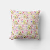 Coussin Mignons chatons Kawaii Rose pastel déco jeté P (Recto)