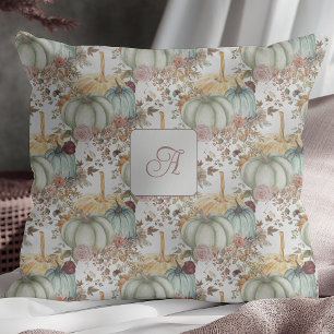 Coussin Mignons Citrouilles Whimsical Et Fleurs Monogramme