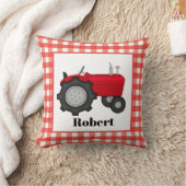 Coussin Mignons décor de chambre tracteur rouge nom (Couverture)