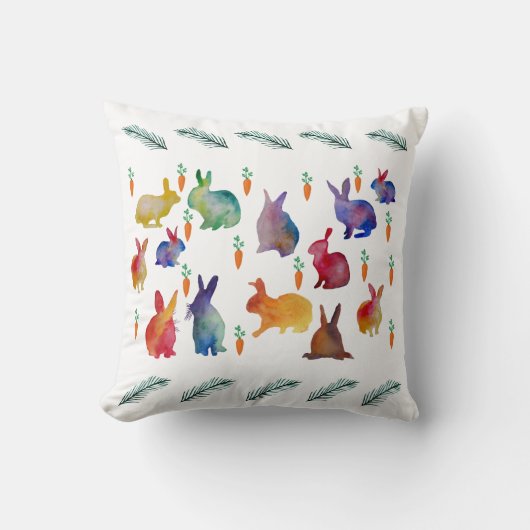 Coussin Mignons lapins colorés Pâques (Recto)