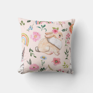 Coussin Mignons lapins de Pâques modèle floral