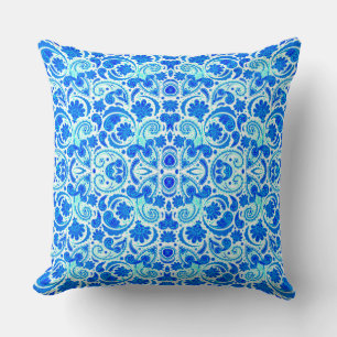 Coussin Mignons motifs aqua bleu paisley