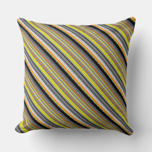 Coussin Mignons motifs aztèques gris jaune orange