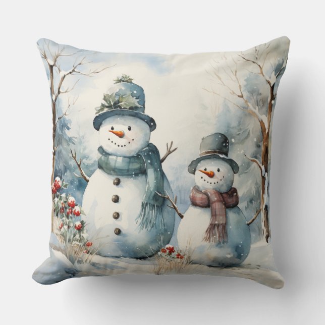 Coussin Mignons neigeurs de Noël (Recto)