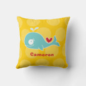 Coussin Mignons points de fun baleine sarcelle amour coeur (Verso)