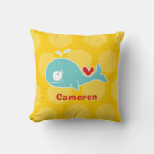 Coussin Mignons points de fun baleine sarcelle amour coeur (Recto)