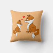 Coussin Mignons renards aux coeurs, dessinés à la main (Verso)