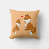 Coussin Mignons renards aux coeurs, dessinés à la main (Recto)