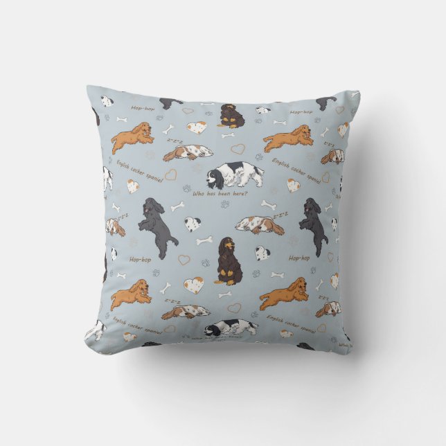 Coussin Mignons Spaniels Chiens Motif (Recto)