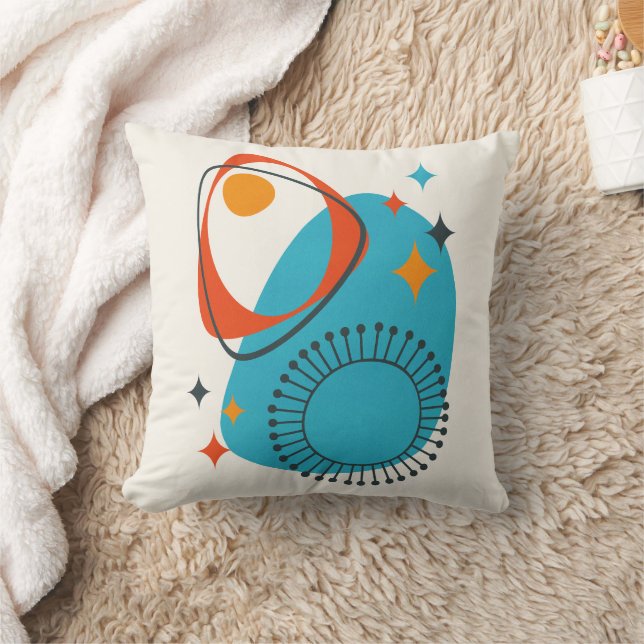 Coussin Milieu du siècle moderne Âge atomique 14 Bleu, Rou (Couverture)