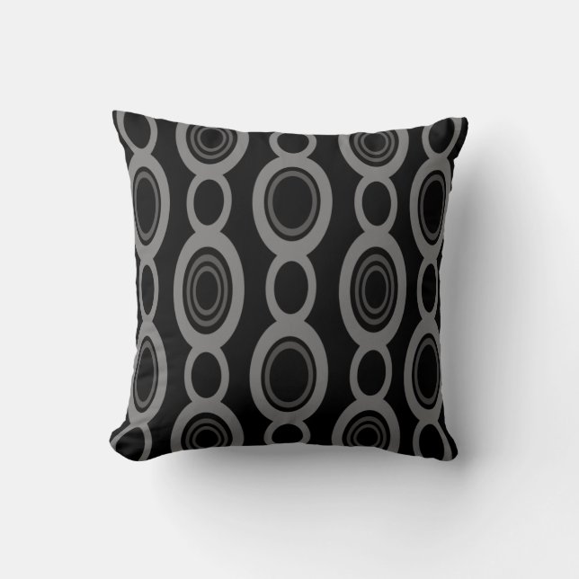 Coussin Milieu du siècle Moderne Liens Noirs (Recto)