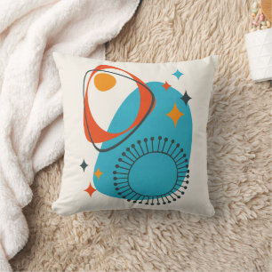 Coussin Milieu du XXe siècle Moderne Ère Atomique 14 Bleu,