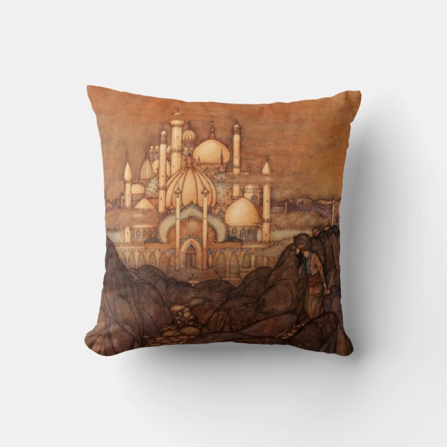 Coussin Mille et une nuits d'architecture d'Edmund Dulac (Recto)