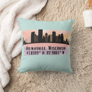 Coussin Milwaukee City Skyline Latitude et Longitude