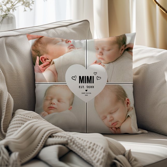 Coussin Mimi Cœur 4 Collage Photo (Créateur téléchargé)
