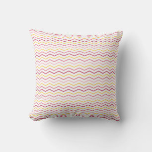 Coussin Mince Motif Chevron rose et jaune
