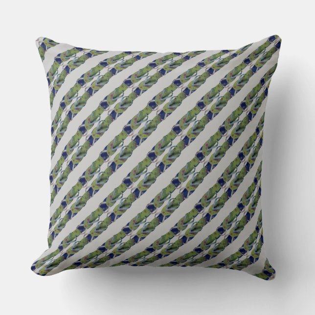 Coussin Mini bascules électroniques rayées (bleu/vert) (Recto)