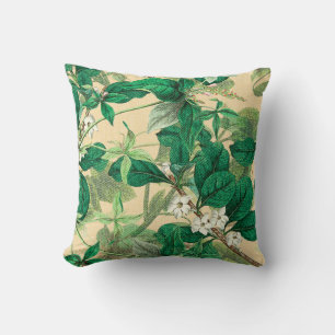 Coussin Mini fleurs blanches avec motif feuille