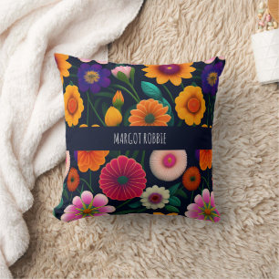 Coussin Mini Fleurs exotiques Motif arc-en-ciel
