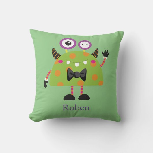 Coussin Mini Monster, vert clair, chambre pour enfants (Recto)