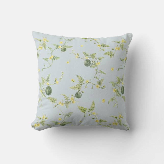 Coussin Mini pastèque botanique bleu gris tendre (Recto)