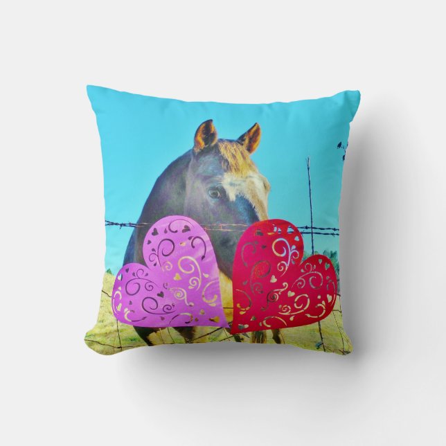 Coussin Miniature Cheval Brun Coeur de la Saint-Valentin (Recto)