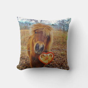 Coussin Miniature Cheval Brun Coeur de la Saint-Valentin