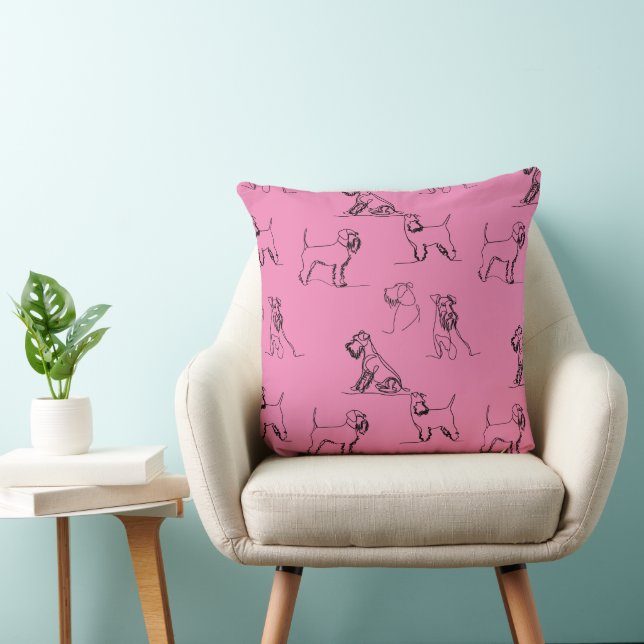 Coussin Miniature Schnauzer Rose (Chaise)