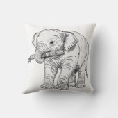 Coussin Minimal Baby Elephant Line Art Vector Illustration (Verso)