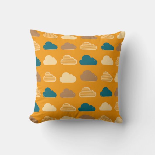 Coussin Minimal Clouds Pattern – Orange Sky Vibes (Recto)