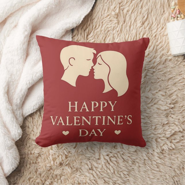 Coussin Minimal Couple Silhouette Valentines Decorative (Couverture)