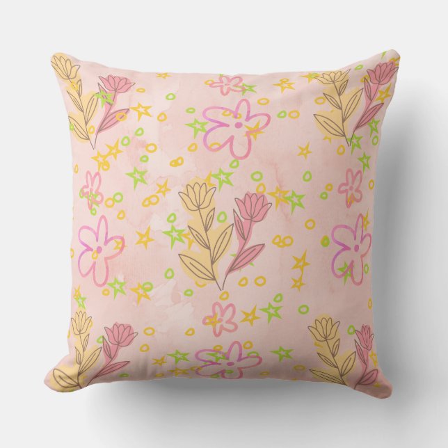 Coussin Minimal floral doodle pattern -pastel colour art  (Recto)