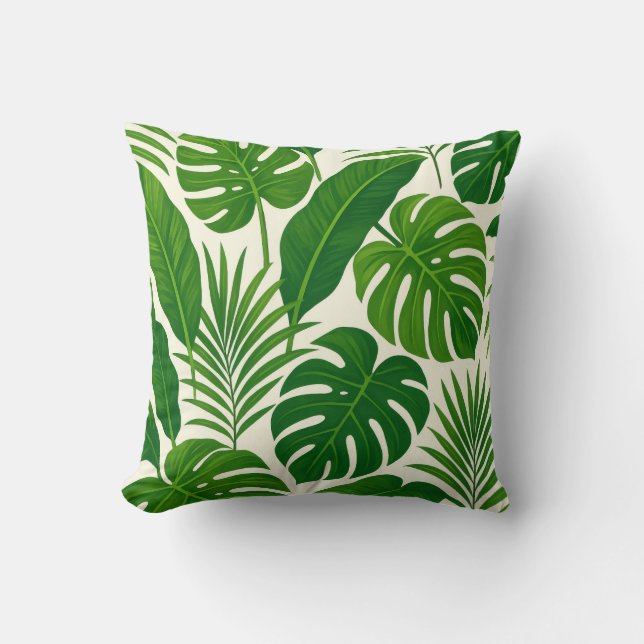 Coussin Minimal Greenery Leaves Botanical Throw Pillow (Recto)