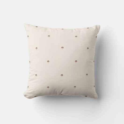 Coussin Minimal Mushroom Pattern Pillow – Light Background (Recto)