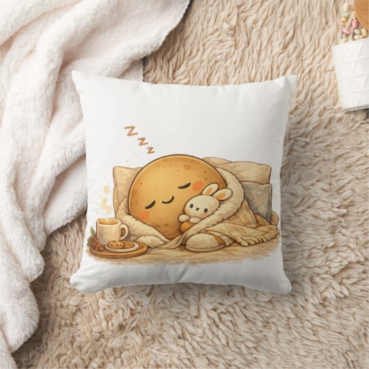 Coussin Minimal Napping Potato Soft Brown Line Art (Couverture)
