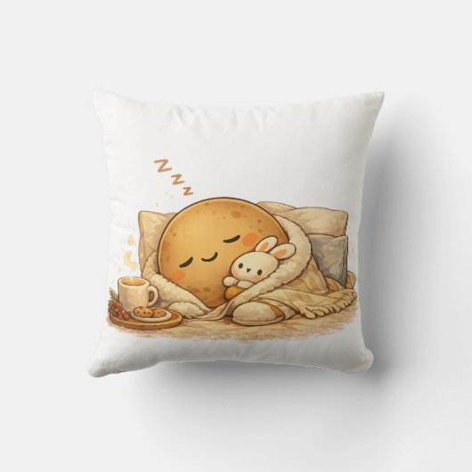 Coussin Minimal Napping Potato Soft Brown Line Art (Verso)