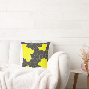 Coussin Minimalisme Abstrait Art Jaune Gris Blanc Cellules