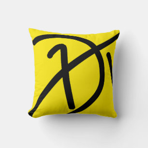 Coussin Minimalisme Abstrait Art Motif Jaune Noir