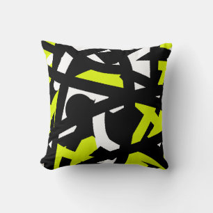 Coussin Minimalisme Abstrait Art Motif noir blanc jaune