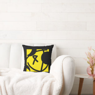 Coussin Minimalisme Abstrait Art Motif Noir Jaune