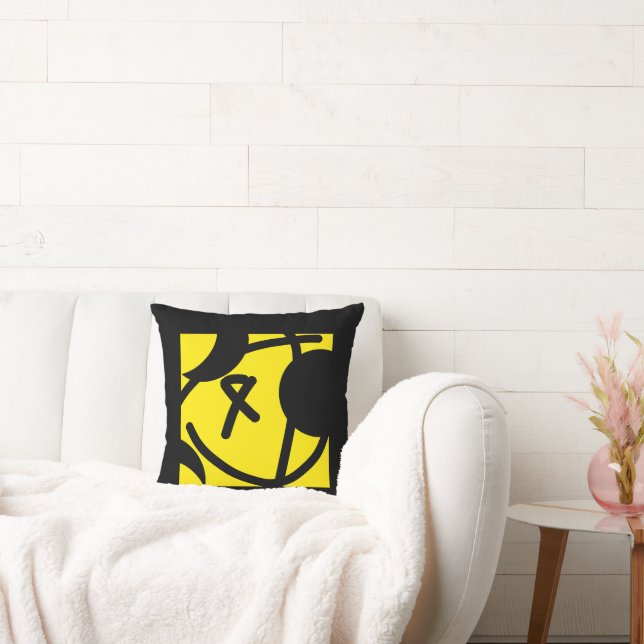 Coussin Minimalisme Abstrait Art Motif Noir Jaune (Canapé)