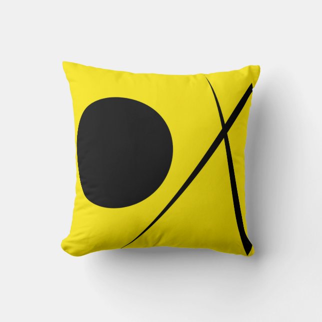 Coussin Minimalisme Abstrait Art Motif Noir Jaune (Recto)