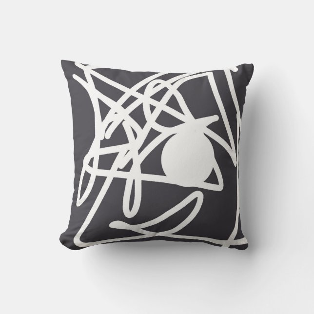 Coussin Minimalisme Art Abstrait Gris Et Blanc Jeu Pillo (Recto)