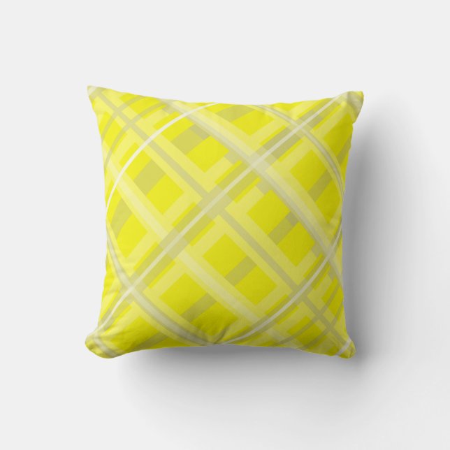 Coussin Minimalisme Art Abstrait Gris Jaune Blocs blancs (Recto)