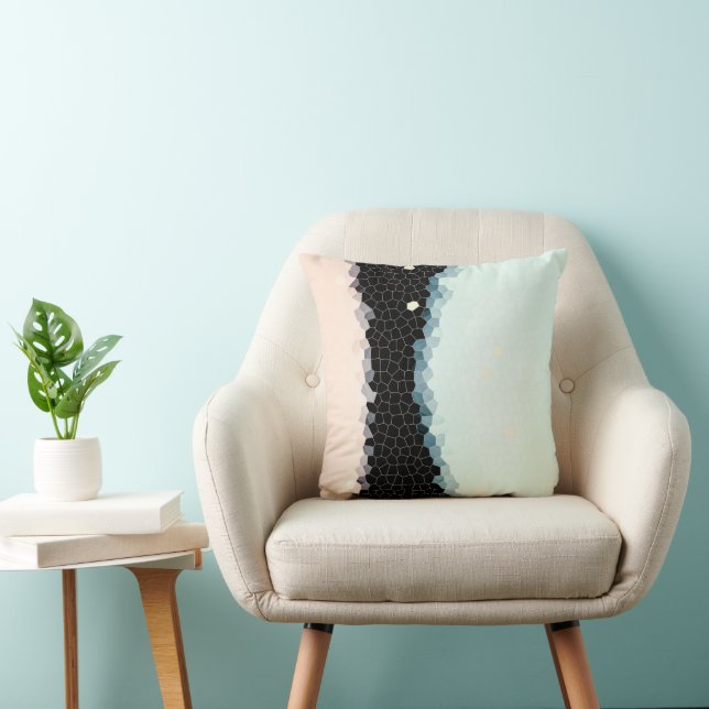 Coussin Minimalisme Art Abstrait Rose Bleu Noir (Chaise)