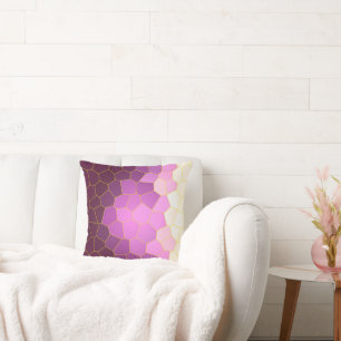 Coussin Minimalisme Art Abstrait Violet Rose Cellules Blan