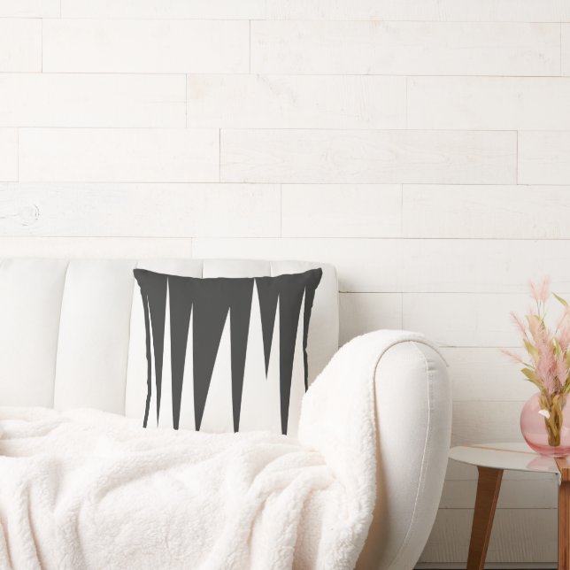 Coussin Minimalisme d'art Abstrait Gris Lignes blanches (Canapé)